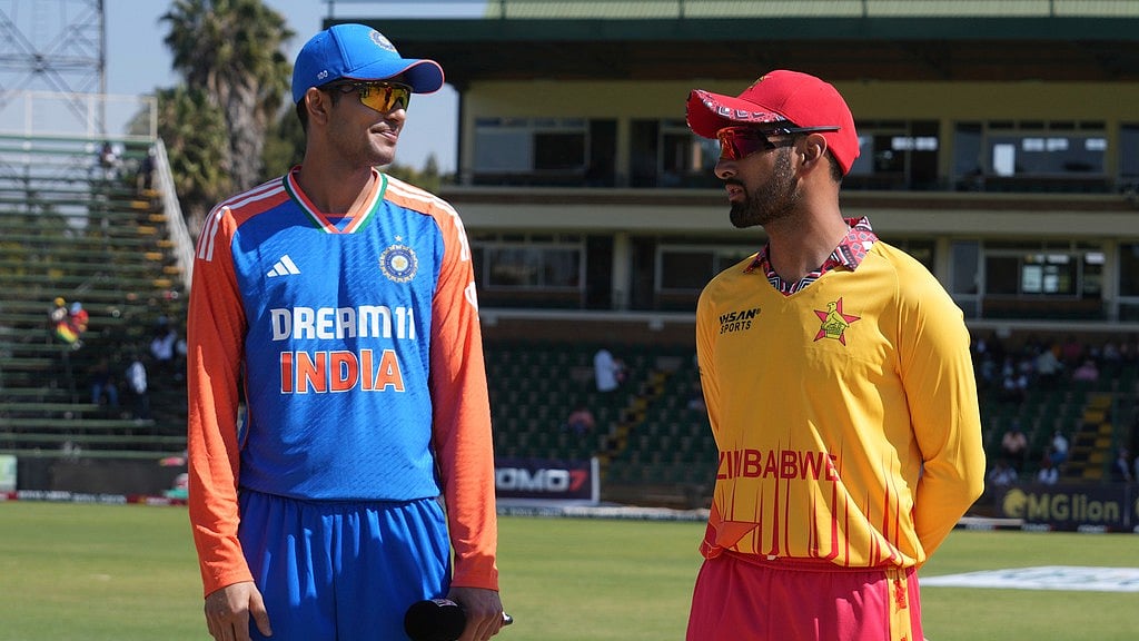 AP : Indian skipper Shubman Gill (left) with his Zimbabwean counterpart Sikandar Raza at the toss.